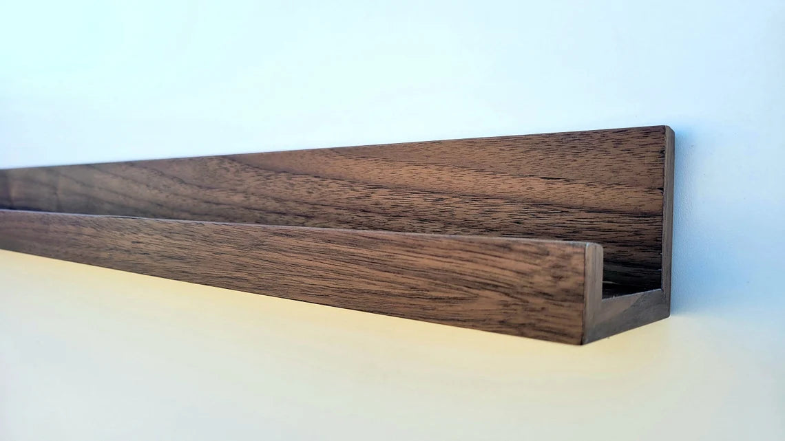 Rustic Black Walnut Picture Ledge Shelf