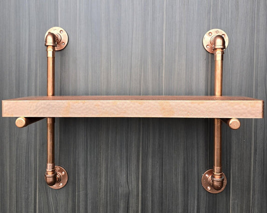 Copper shelf with copper pipe support, shelves, wall decor, shelf size 60×10×2