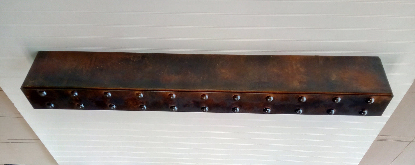 Wall shelves BROOKLYN BRIDGE-rusted metal,riveted steel,iron looking fireplace mantel,floating shelf,mantle,fireplace decor,home decor