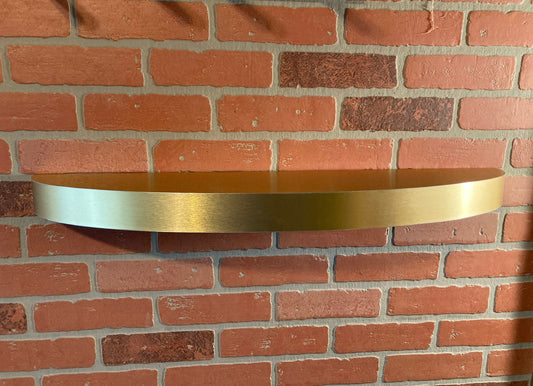 Floating shelf, mantel - curved, golden stainless, oval modern floating shelf ( laminated with o,8 mm solid stainless)