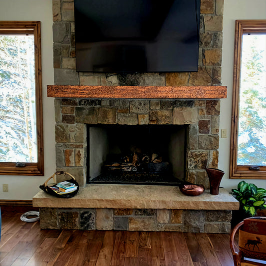 Copper floating shelf, hand hammered, oxydised copper shelf, mantel