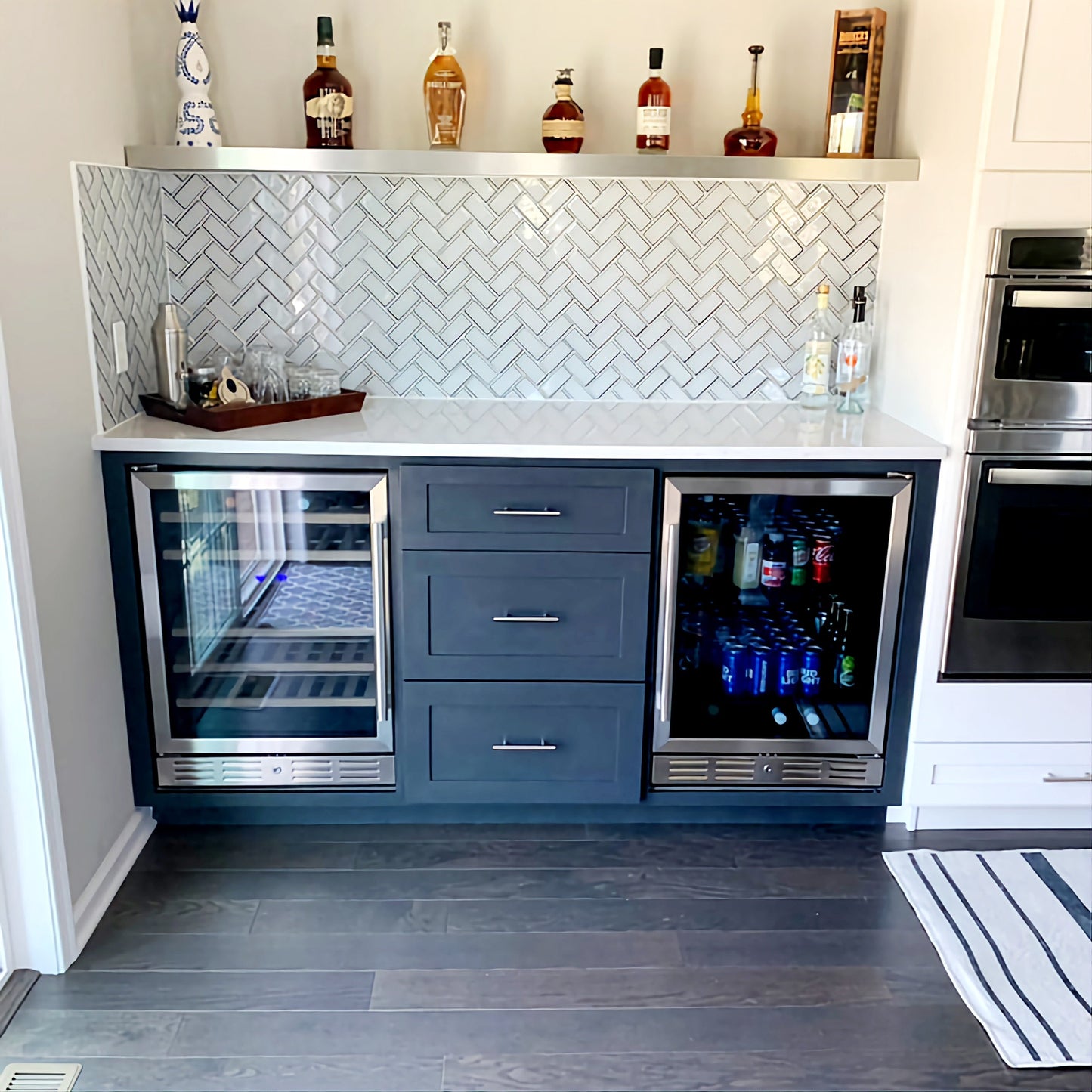 Custom Modern Stainless Steel Floating Shelf, kitchen metal shelves( Laminated with 0'8 mm solid hairline stainless)